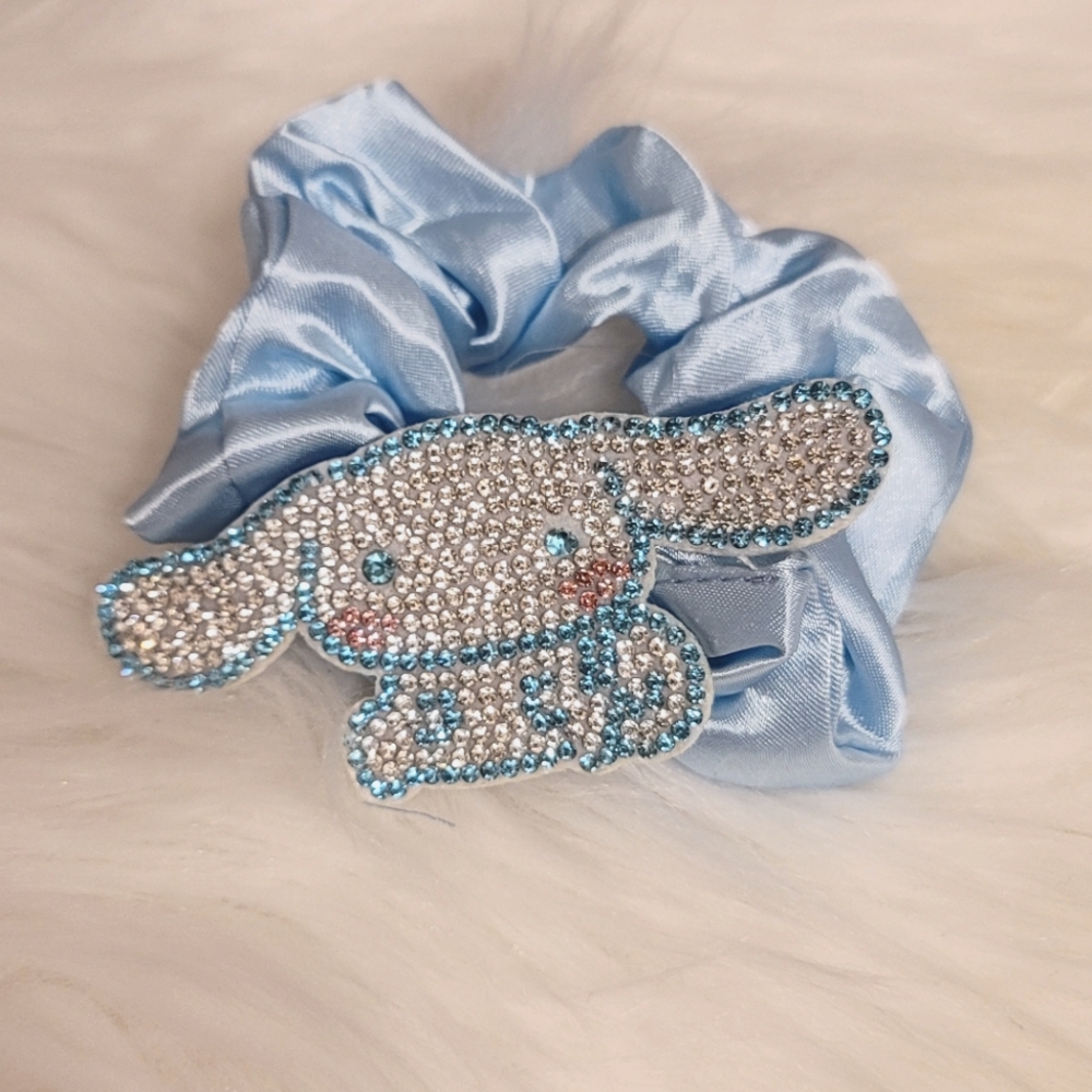 Hello Kitty Cinnamon rhinestone blue hair scrungie